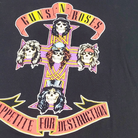 Authentic Guns N' Roses APPETITE FOR DESTRUCTION CROSS LOGO Distressed (Unisex) - Picture 3 of 12